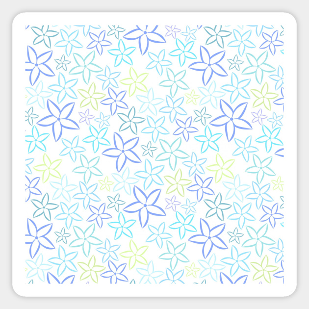 Blue Outline Floral Pattern Sticker by FloralPatterns